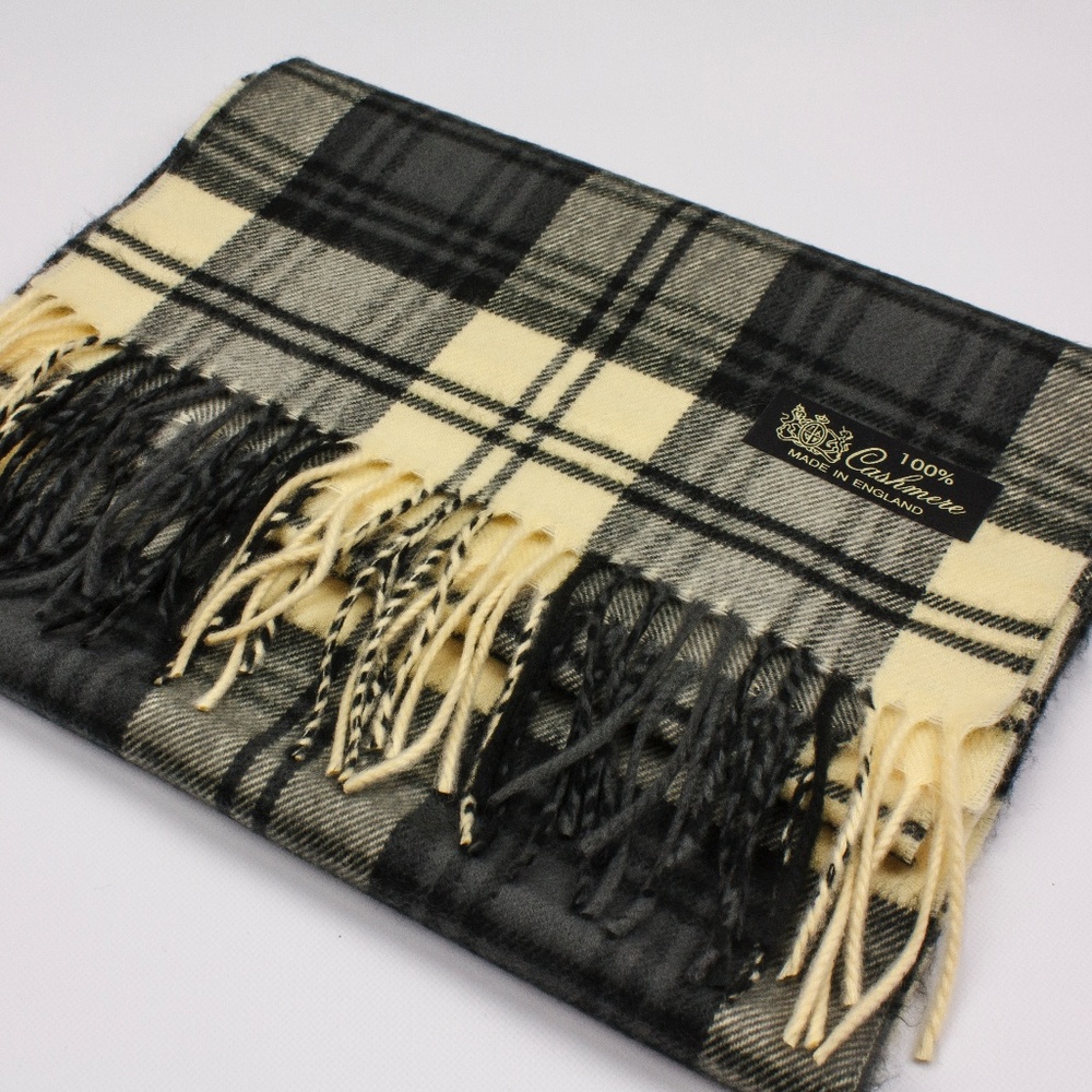 Striped Yellow and Black Cashmere Scarf